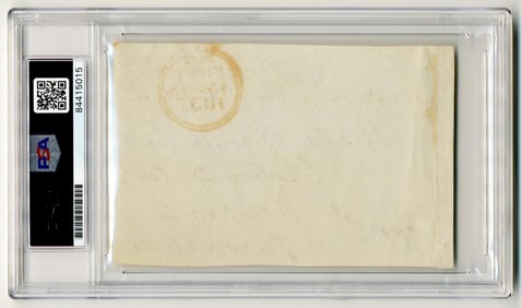 Benjamin Disraeli Free Frank & Endorsed Envelope, PSA/DNA Slabbed & Graded NM 8