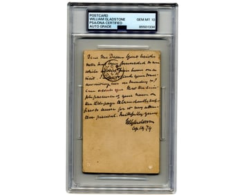 William Gladstone Handwritten Postcard PSA Gem Mint 10!