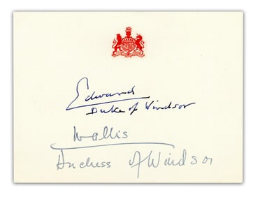Edward & Wallis, Duke & Duchess of Windsor Signed Royal Card