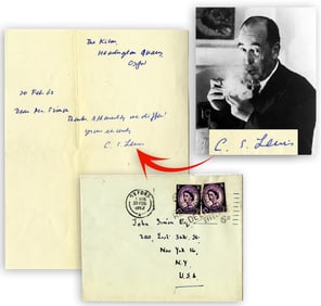 C.S. Lewis ALS A Year Before His Death, With Original Envelope