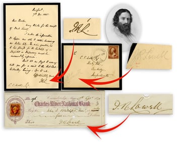 J.R. Lowell Poet & Diplomat Fine Check & Signed Letter With Envelope