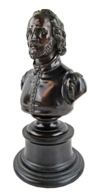William Shakespeare Tercentenary Celebration Bronze Bust, 11" High