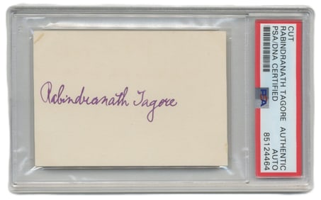 Rabindranath Tagore, the "Bard of Bengal", Clipped Signature PSA Slabbed