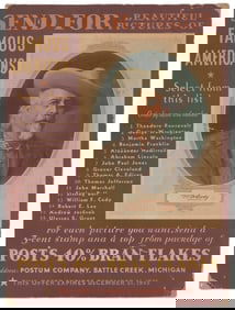 Buffalo Bill Cody 1935 Original Store Display for Post Bran Flakes