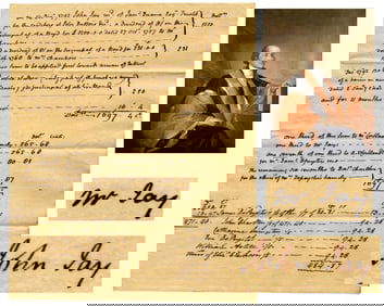 John Jay Records Prominent NYers Finances in Twice Signed Doc as Chief Justice! Fantastic!