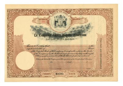 Scarce Vintage Edison Stock Certificate, Unissued
