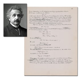 Scarce Einstein AM on Unified Field Theory, Over 180 Words + 11 Equations in His Hand! From His
