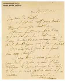 Albert Michelson 1901 ALS: "I am having some fun with my ruling engine"