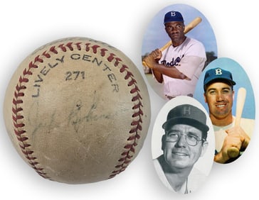 Jackie Robinson, Duke Snider, Clyde King Signed Baseball - Displays Well
