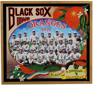 Ben Sakoguchi Original Painting Orange Crate Series: The Unauthorized History of Baseball "Black Sox