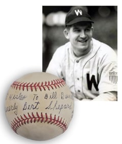 Bert Shepard, One Legged Pitcher Signed 1945 Baseball, PSA Certified, He Was a Shot Down Fighter
