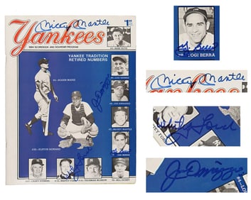 Mantle, Dimaggio, Berra & Ford Signed Yankees Magazine. JSA Authentication!