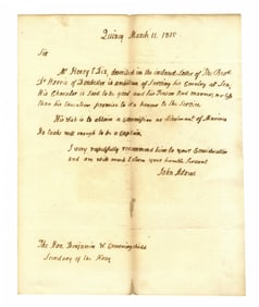 John Adams ALS for a Marine "ambitions of serving his county at sea"