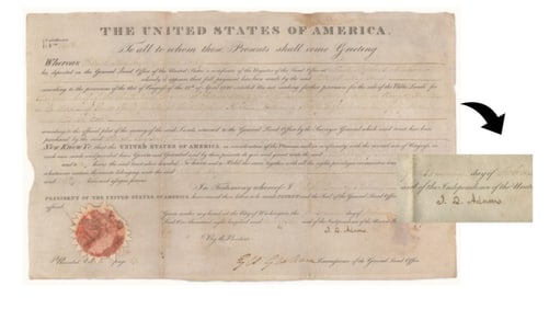 John Quincy Adams 1826 Land Deed