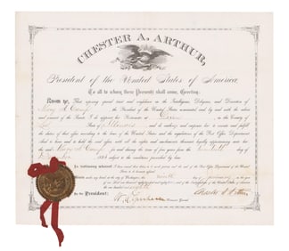 Chester Arthur DS Appointing Female Postmaster