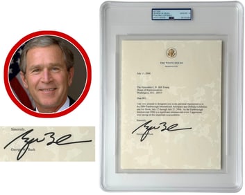George W. Bush PSA Gem Mint 10 TLS As President Designates Congressman Aerospace and Defense