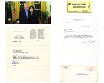 Clinton Impeachment Archive w/ Signed Letter, Ticket, Rehnquist TLS & Initialed Envelope - Fantastic
