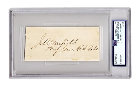 Maj. Gen. James A. Garfield PSA NM-MT 8 Signature With Rank, Very Scarce