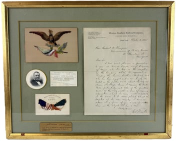 U.S. Grant Signed Letter & Inaugural Ticket, Framed