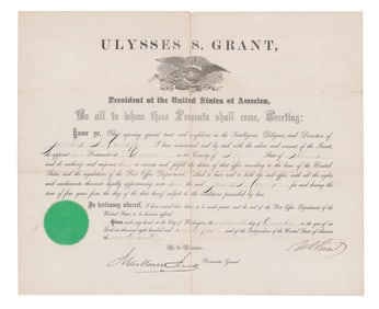 Ulysses Grant Signed Appointment of Postmaster