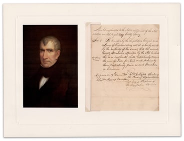 W.H. Harrison DS as Indiana Governor One Month After Tippecanoe