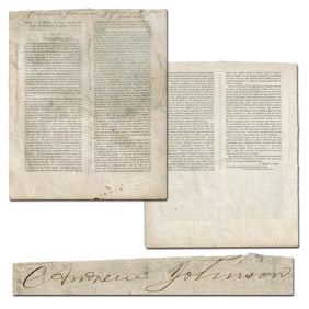 Andrew Johnson Thrice Signed Mexican Gov't Treaty Document