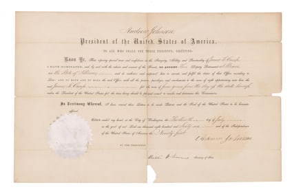 Andrew Johnson DS Appointing Deputy Postmaster in Illinois