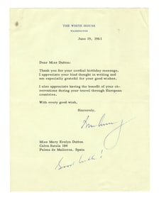 John F. Kennedy Sends Luck to American Traveler in Europe