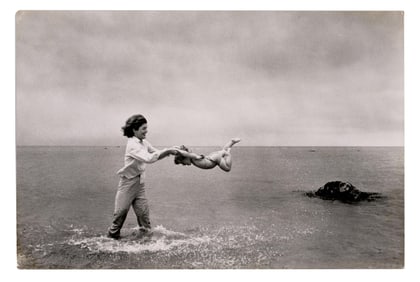 Oversized "Jackie Swings Caroline in Water", Gelatin Silver Print by Mark Shaw