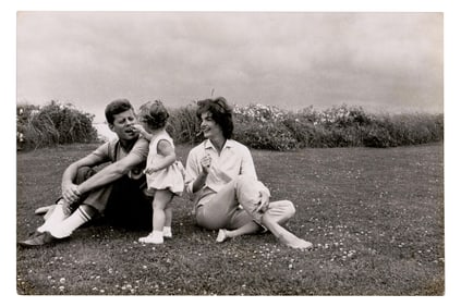 Oversized "The Kennedys Lounging on Dunes of Hyannis", Gelatin Silver Print by Mark Shaw