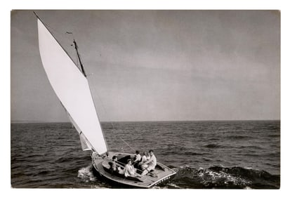 Oversized "The Kennedys Sailing on Nantucket Sound", Gelatin Silver Print by Mark Shaw