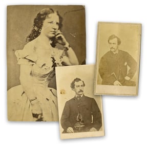John Wilkes Booth (2) CDVs Including Gardner Backstamp, Plus Maggie Mitchell!