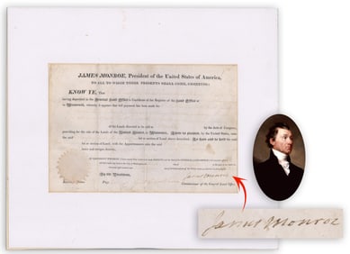 James Monroe Signed Land Deed A Year Before the End of his Administration