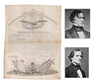 Franklin Pierce & Jefferson Davis Dual Signed Appointment of Future Union Officer