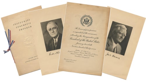 Franklin Roosevelt Inauguration Grouping Including Invitation, Program & Engraved Portraits of FDR &