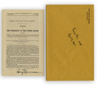Truman Signed 1948 Address Re: Marshall Plan, Warning of the Soviet Union