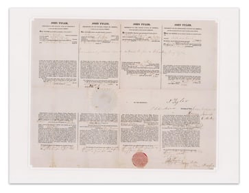 John Tyler Signed Four Language Ship's Passport for Whaling Voyage