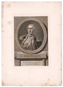 Early French Engraving of George Washington as General in Chief of the American Army