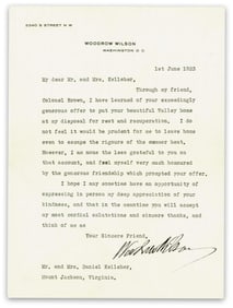 Woodrow Wilson TLS in Throes of Declining Health, Unable to Leave Washington