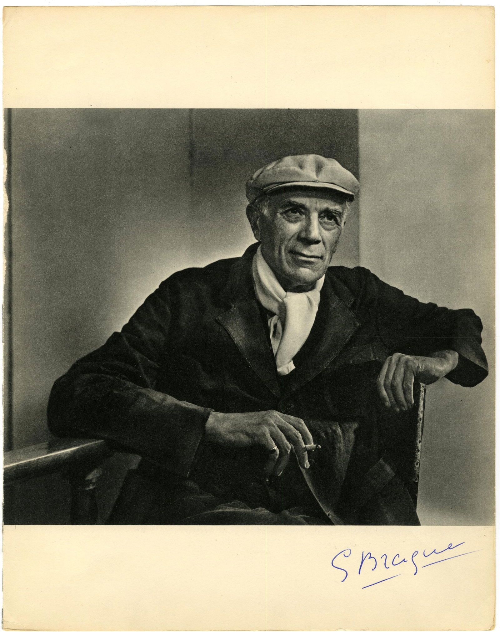 Georges Braque Signed 1949 Portrait by Karsh: Georges Braquen.p., ca. 1959Georges Braque Signed 1949 Portrait by KarshSigned photographGeorges Braque (1882-1963). Photogravure portrait of French painter Georges Braque seated wearing a newsboy cap
