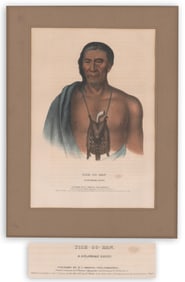 Delaware Chief Lithograph, Part of "History of the Indian Tribes of North America," Published by