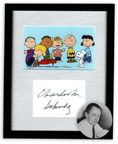 Charles Schulz Signed Peanuts Display With JSA Certification