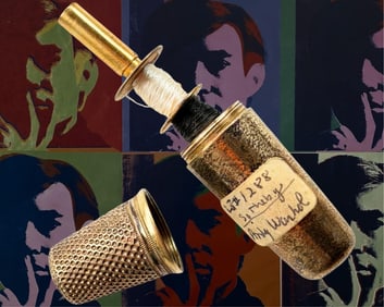 Andy Warhol's Owned Brass Sewing Kit. Ex Sotheby's Andy Warhol Estate