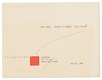 Frank Lloyd Wright TLS to His Protégé & Good Friend, Aaron Green