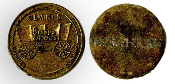 Gemini 5 Flown Fliteline Gold Plated Sterling Silver Medallion