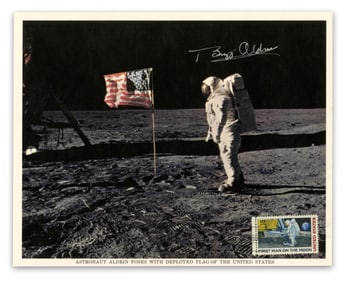 Buzz Aldrin Signed NASA Lithograph on Lunar Surface