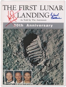 Neil Armstrong, Michael Collins, Buzz Aldrin Signed Magazine "The First Lunar Landing 20th