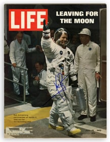 Neil Armstrong Signed Life Magazine - Leaving for the Moon