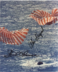 Apollo 14 Crew Signed Capsule Splashdown Photo