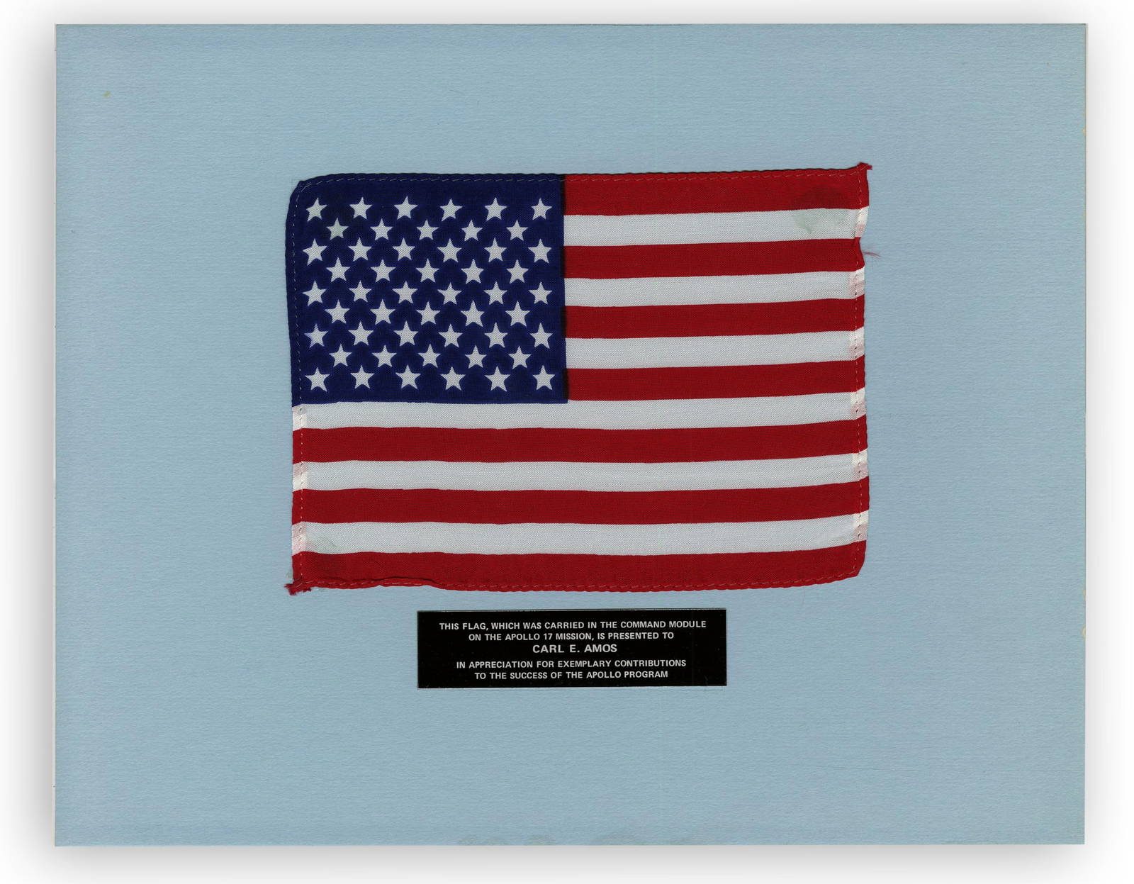 Mini Us Flag Carried On The Apollo 17 Command Module Auction